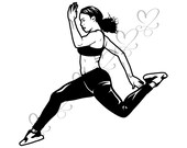 Sexy Female Fitness Woman Exercising Healthy Lifestyle Sport Muscular Build Gym SVG .EPS .PNG Vector Clipart Digital Circuit Cut Cutting