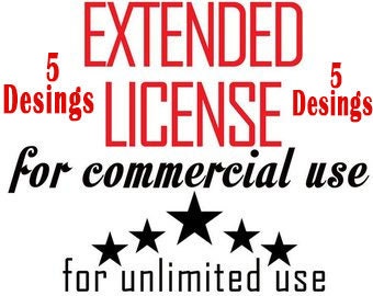 5 Designs Extended Commercial License for Commercial Use of Patterns, Graphic Design - unlimited prints / usage