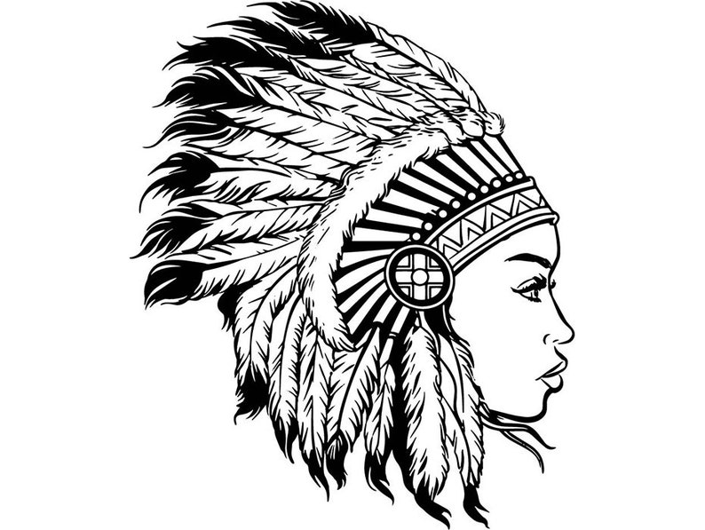 Download Indian Woman Cherokee Headdress Native Traditional Mascot ...