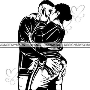 Pareja negra Relación etnia africana Besos Enamorarse Felicidad SVG Adulto EPS .PNG vector Clipart Cricut Cricut Corte Corte