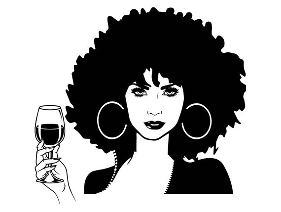 Download Black Woman Drinking Wine Cartoon