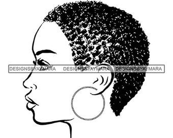 Afro Woman Short Hairstyle Melanin Nubian Princess Queen Beautiful African Female SVG .EPS .PNG Vector Clipart Digital Cricut Cut Cutting