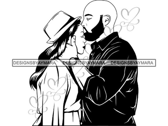 Black Couple Relationship Goals African Ethnicity Kissing Etsy
