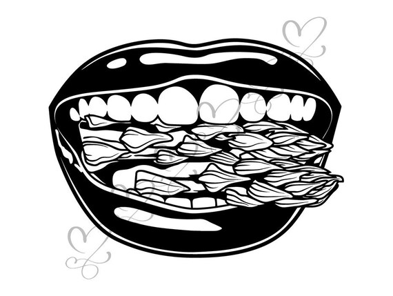 Labios Open Mouth Teeth Dental Lapiz Labial Sensual Glossy Etsy