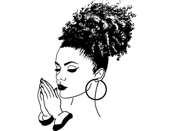 Black Women Praying God Quotes Diva Queen Afro Puff African American Female Lady Svg Eps Png Vector Clipart Digital Circuit Cut Cutting