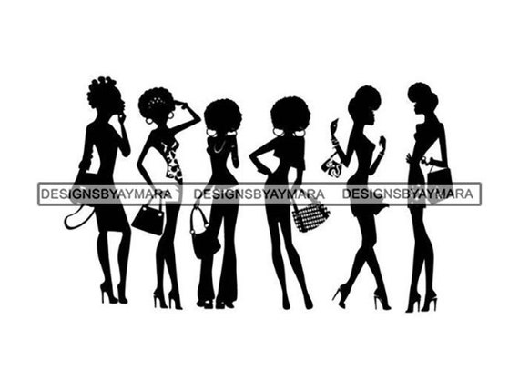 Queen Diva Silhouettes Woman Friends Nubian Princess Afro Hair - Etsy