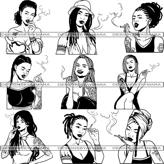 Download Bundle 9 Afro Woman Smoking Weed SVG Black Power Goddess ...