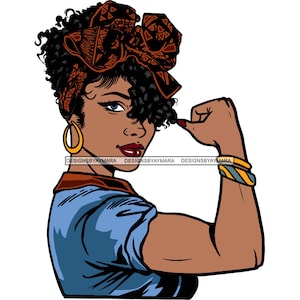 Starke Frau beugen Bizeps Yes We Can Retro Vintage Frau Power Nubian Melanin SVG JPG PNG Vektor Clipart Silhouette Cricut Cut Cutting