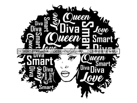 Download Afro Woman Svg Nubian Queen Diva Afro Hair Beautiful African Etsy