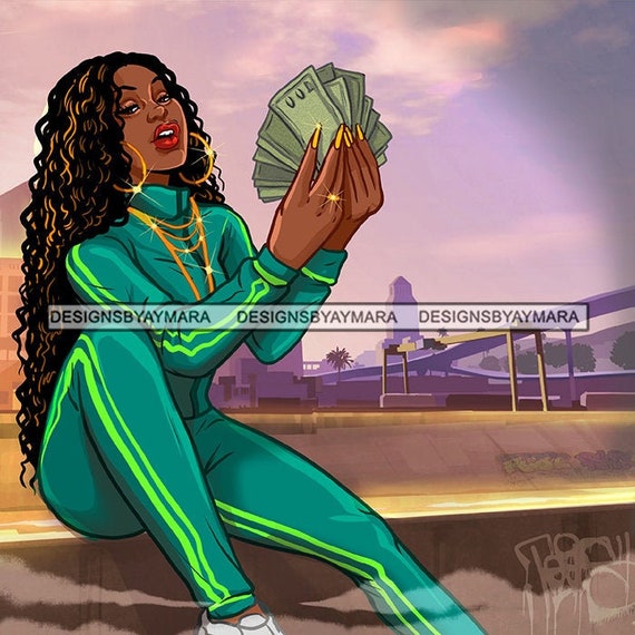 Afro Diva Holding Money Hipster Black Woman Queen Boss Lady - Etsy UK