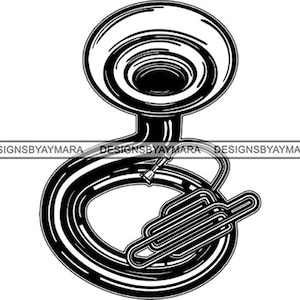 Tuba Marching Band Musikinstrument Brass Blues Musik klassische Cornet SVG EPS PNG Vektor Clipart Cricut Silhouette Cricut schneiden schneiden