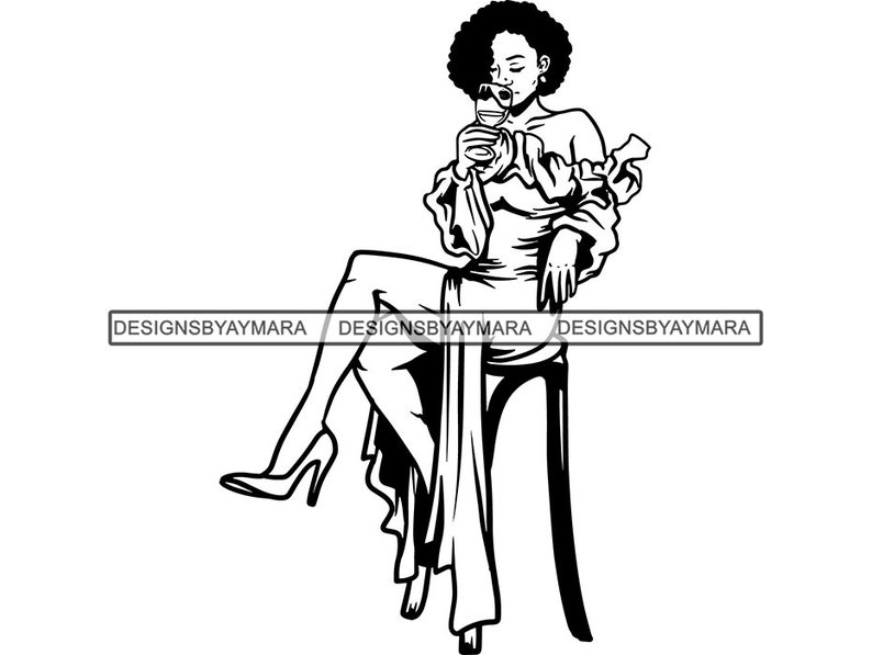Download Afro Woman Drinking Wine SVG Nubian Princess Black Queen | Etsy