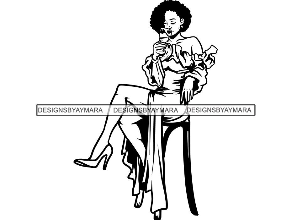 Afro Woman Drinking Wine SVG Nubian Princess Black Queen | Etsy