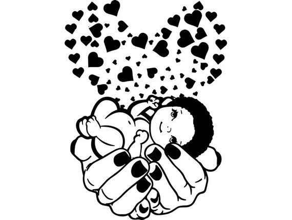 Black Baby Boy Hands Holding Newborn Cute Afro Kid Love Heart Etsy