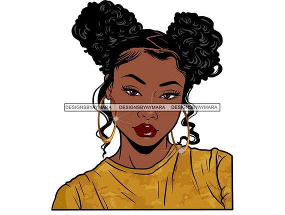 Afro Lady Bamboo Earrings Hair Accessories Beautiful Black Woman Ebony Nubian Melanin SVG JPG PNG Vector Clipart Silhouette Cricut Cutting