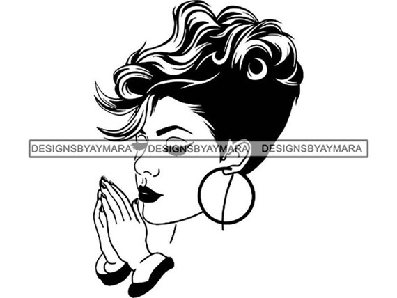 Download Woman Face Svg Praying Lord Queen Natural Afro Hair African Etsy