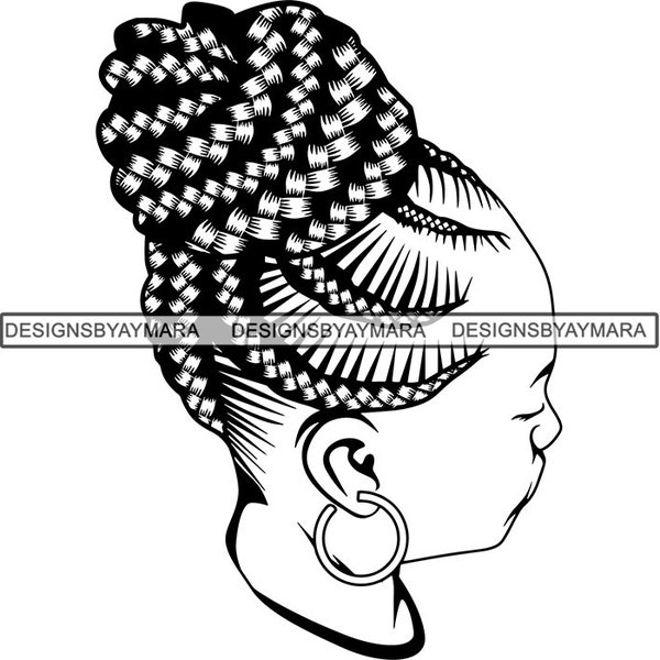Black Woman SVG Braids Dreads Hairstyle Beauty Salon Nubian Queen Diva African American Female .EPS .PNG Vector Clipart Cricut Cut Cutting