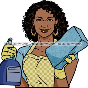 Bundle 9 Cleaning Service Afro Woman Housekeeper Housekeeping Maid ...