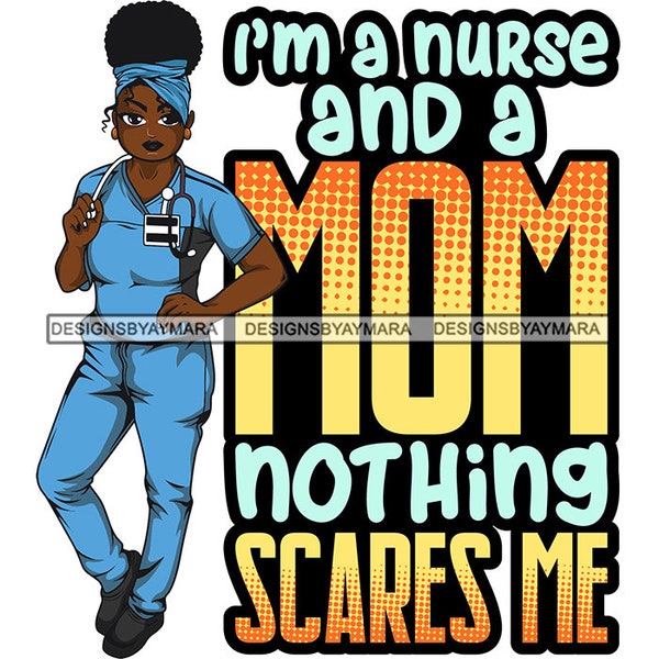 Afro Lola Enfermera Citas Cuidado de Enfermería Cuidado Médico Mujer Salud Clínica Femenina Uniforme SVG JPG PNG Vector Clipart Cricut Corte