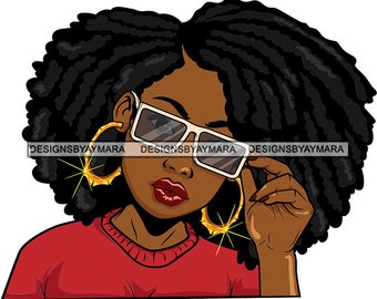 Afro Lola Diva Queen Boss Lady Glasses Black Woman Glamour Ebony Nubian Melanin SVG JPG PNG Vector Clipart Silhouette Cricut Cut Cutting