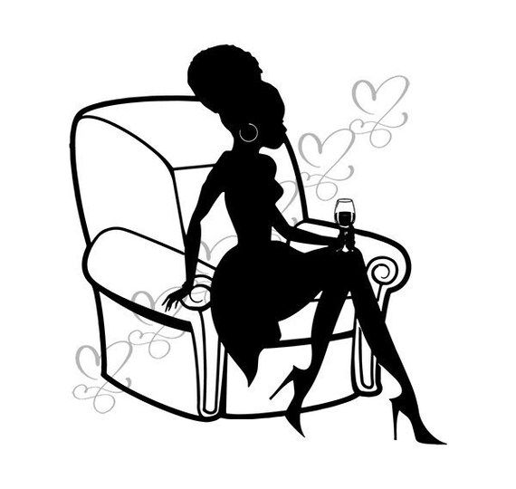 Download Black Woman Drinking Wine Cartoon