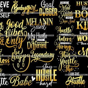 27 Citazioni motivazionali Buone vibrazioni Frase positiva Motivazione Hustler Donna Grind SVG PNG JPG Sublimazione Vettoriale File di taglio Uso commerciale