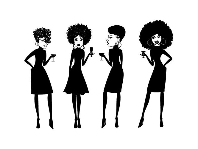 Download Afro WomanSilhouettes Classy Lady Glamour Turban Drinking | Etsy