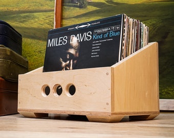 Caisse VINYLE LP 80 | Conçu par et pour les audiophiles | Fait à la main à partir de bois massif | Longue durée + très robuste | Compatible avec 12 POUCES / 45s 33s