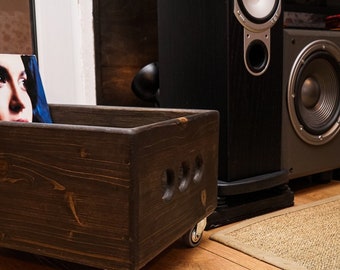 Audiophile LP Crate | Audiophile Gift Idea | Vintage Looking Stereo Equipment | Home Audio HiFi Decor |  Home Theater Decor