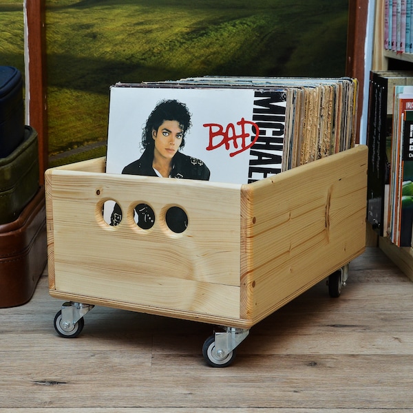 LP 150 Record Storage Crate | Perfect for 12 Inch Vinyl | Hancrafted From Real Solid Wood | Retro Design | Made By&For Audiophiles | Stereo