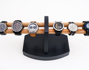 WOODEN WATCH STAND | Holds Up To 6 Watches | Handcrafted w. Real Solid Wood | High Quality & Attention To Detail | Matches Fine Furniture