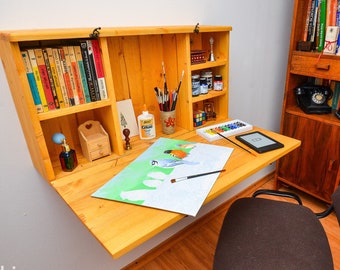 Wall Mounted Fold Down Desk Kids Room Decor Writing Desk