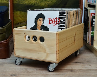 LP 150 Record Storage Crate | Perfect for 12 Inch Vinyl | Hancrafted From Real Solid Wood | Retro Design | Made By&For Audiophiles | Stereo