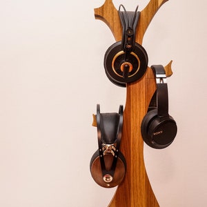 SUPPORTO PER CUFFIE TRIPLO / A forma di albero fatto a mano in legno massello / Supporta fino a 3 cuffie multiple / Decorazione HiFi Audiophile Man Cave