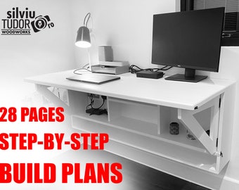 PLANS Floating Desk | Step by Step Comprehensive Guide | Easy to Follow | Folding Desk PDF Printable Guide | DIY Woodworking Project | Home