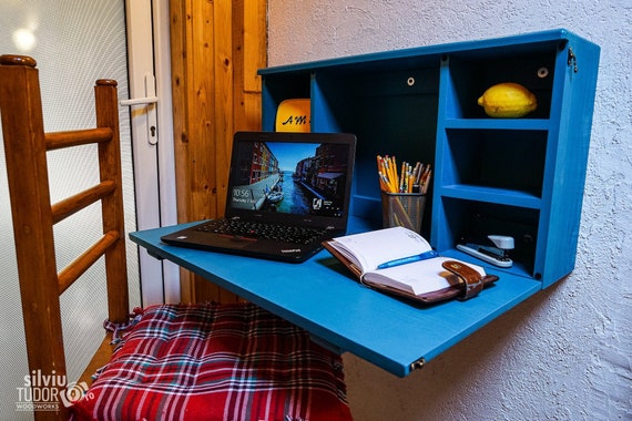 Escritorio plegable TIPO I / Ahorro de espacio / Pino macizo hecho a mano /  Madera real / Educación en el hogar / Decoración para niños / Larga  duración / Almacenamiento y estantes -  México