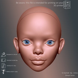 3d model head  BJD Doll with cap STL file for 3d printing