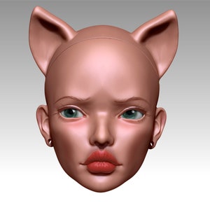 3d model BJD doll  head with cat ears