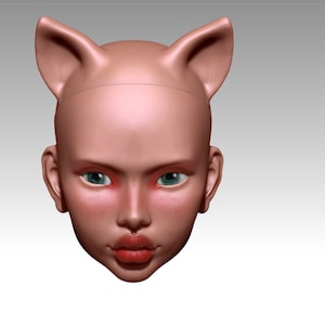 3d model STL file BJD doll  head with cat ears