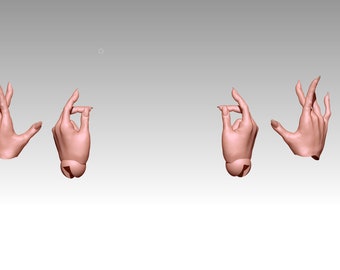 3d model magnets hands STL File for bjd doll  3d printing