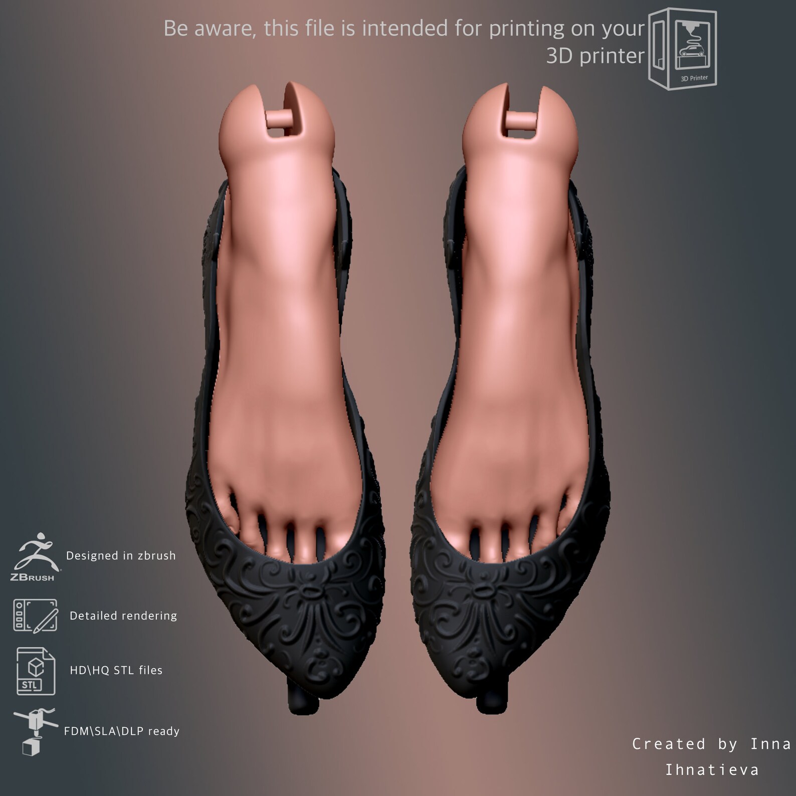 3d Model Heels Shoes for Bjd Doll STL File 3d Printing Etsy