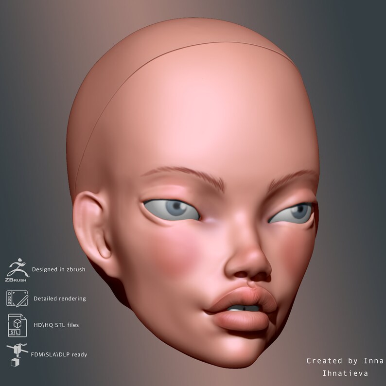 3d Model Head for BJD Doll STL File for 3d Printing | Etsy