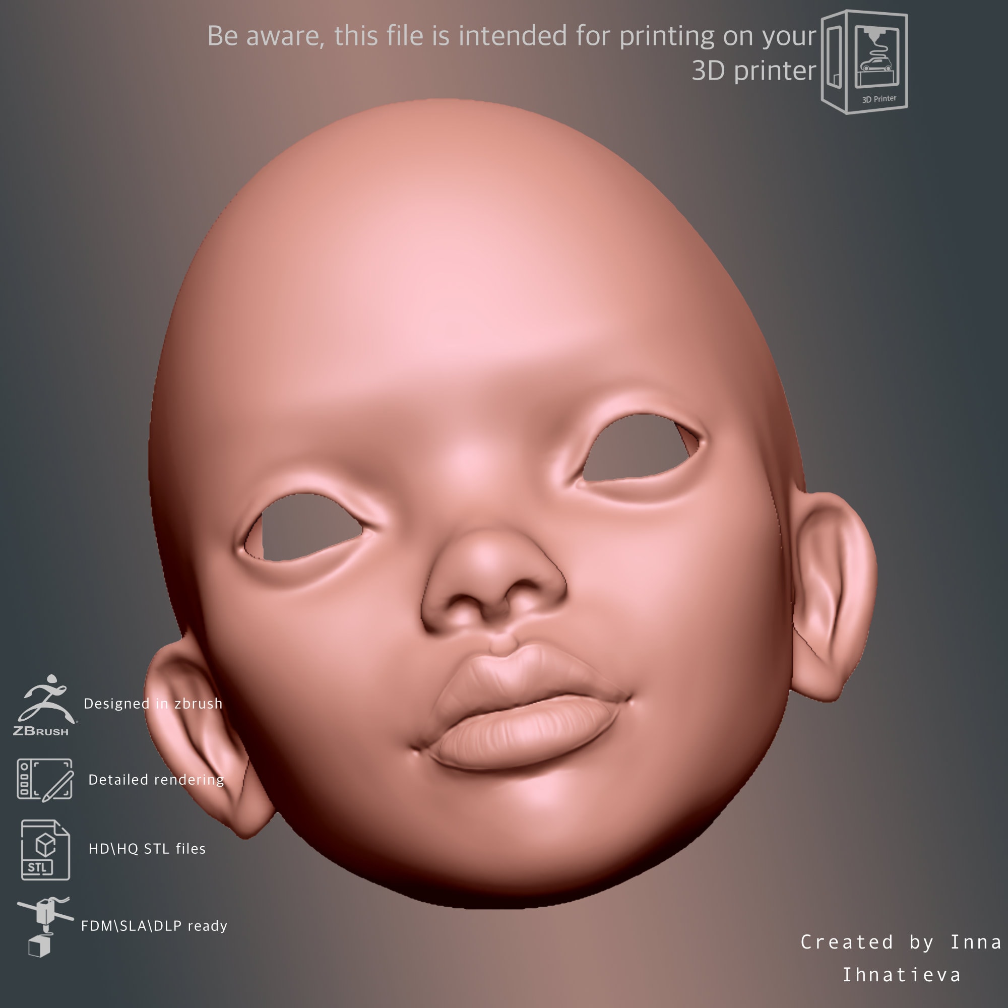3d Model Head BJD Doll With Cap STL File for 3d Printing - Etsy Australia
