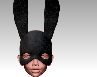 Kaninmaskeradmask för BJD-docka | Utskrivbara STL-filer via PDF-nedladdning