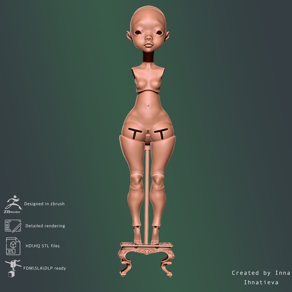 3d model STL file for 3d printing stand for BJD doll