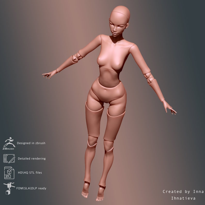 3d model BJD doll STL file for 3d printing image 7