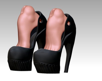 Poupées imprimées en 3D à talons hauts : chaussures à plateforme élégantes