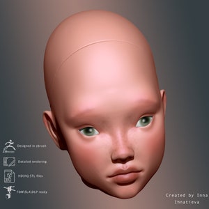 3D Model Woman Head for BJD Doll (STL File)