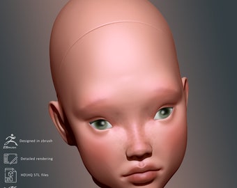 3D Model Woman Head for BJD Doll (STL File)