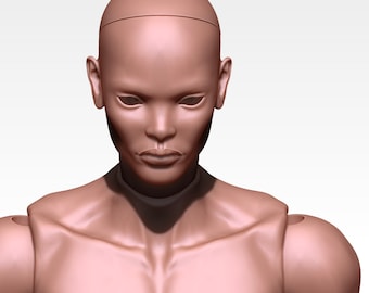 Boneco BJD masculino musculoso: modelo 3D realista, arquivo STL (download digital)